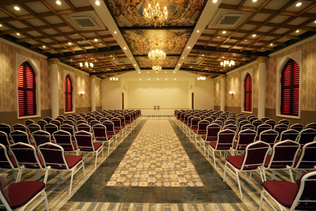 Function hall stage setup